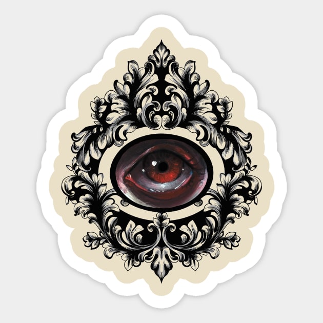 Pop Surrealism Baroque Eye Study Black Frame Sticker by ckrickett